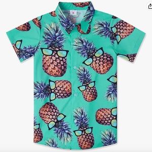 Boy's Button Down Hawaiian Shirts Short Sleeve Cool Cartoon Print Aloha Sz S